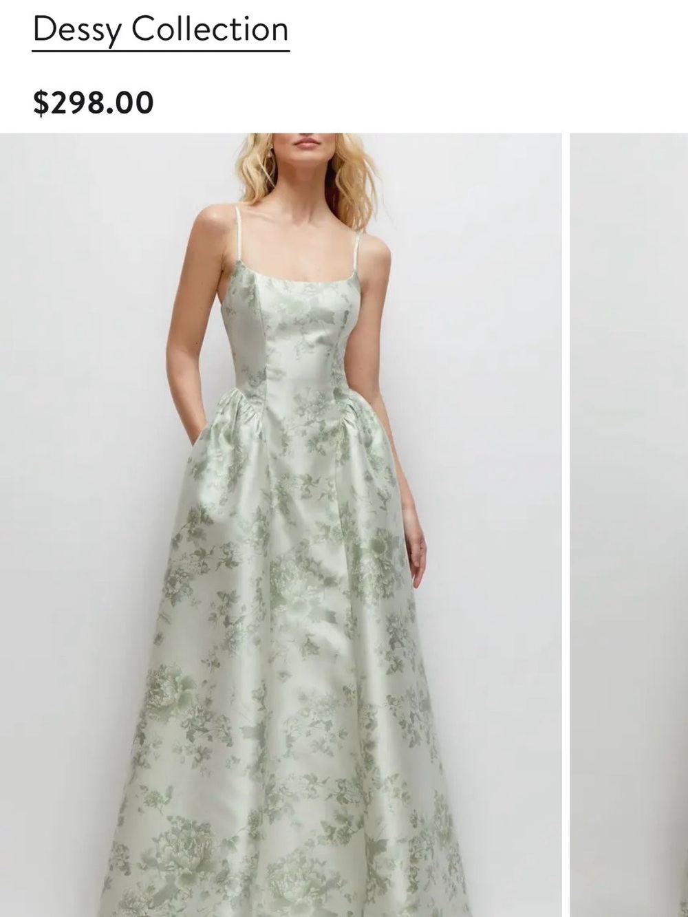 Dessy Collection Sage Cottage Rose Ball Gown 16